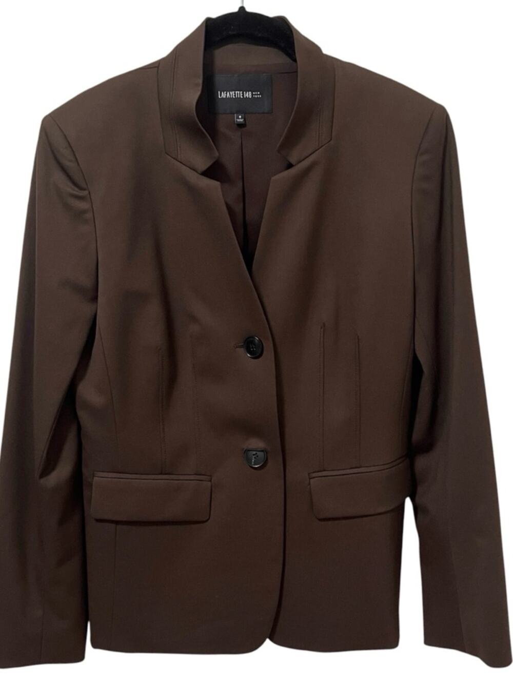 Lafayette 148 Brown Wool Slim Blazer 8 Notch Collar
